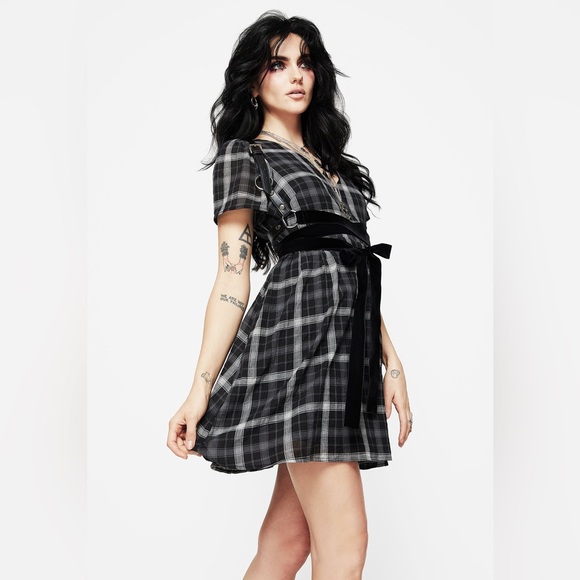 NWT Disturbia Dilemma Check Mini Smock Dress US 2 / UK 6 - Picture 6 of 8